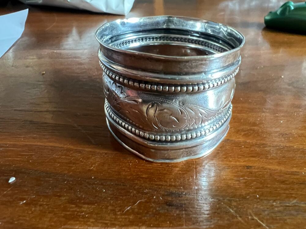 Antique Gorham Sterling Silver Napkin Ring 2065 1852-1865 BriteCut Etched Floral